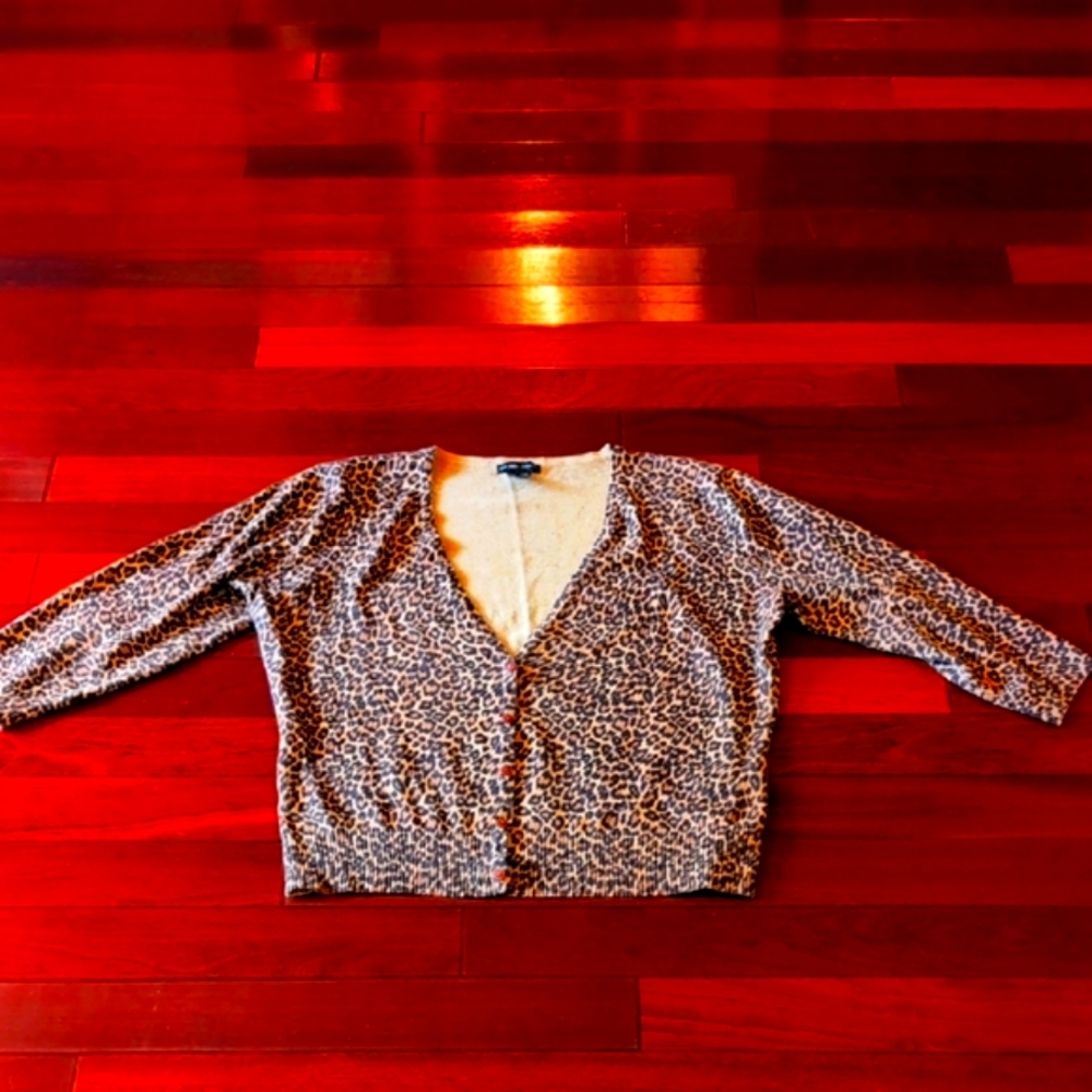 New York & Company Leopard Print Cardigan